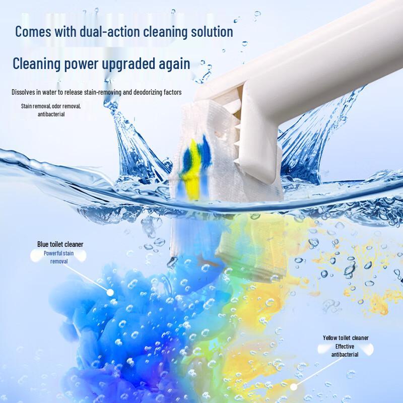 Flushable Japanese Toilet Brush with Dissolvable Head & Built-in Cleaner - Wall-Mounted Home Essential