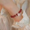 Sueño de Tres Vidas: Pulsera de Mariposa con Cuentas Rojas para Mujer - Elegante Versátil Mejor Amiga Regalo de Cumpleaños