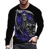 Autumn Winter Men's Christmas Pullover Long Sleeve Top Loose Fit Spring Skeleton Youth Men Round Neck Casual T-shirt