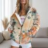 Womens Floral Print Hooded Zip-Up Sweatshirt Casual Oversized Long Sleeve Top Fall 2025