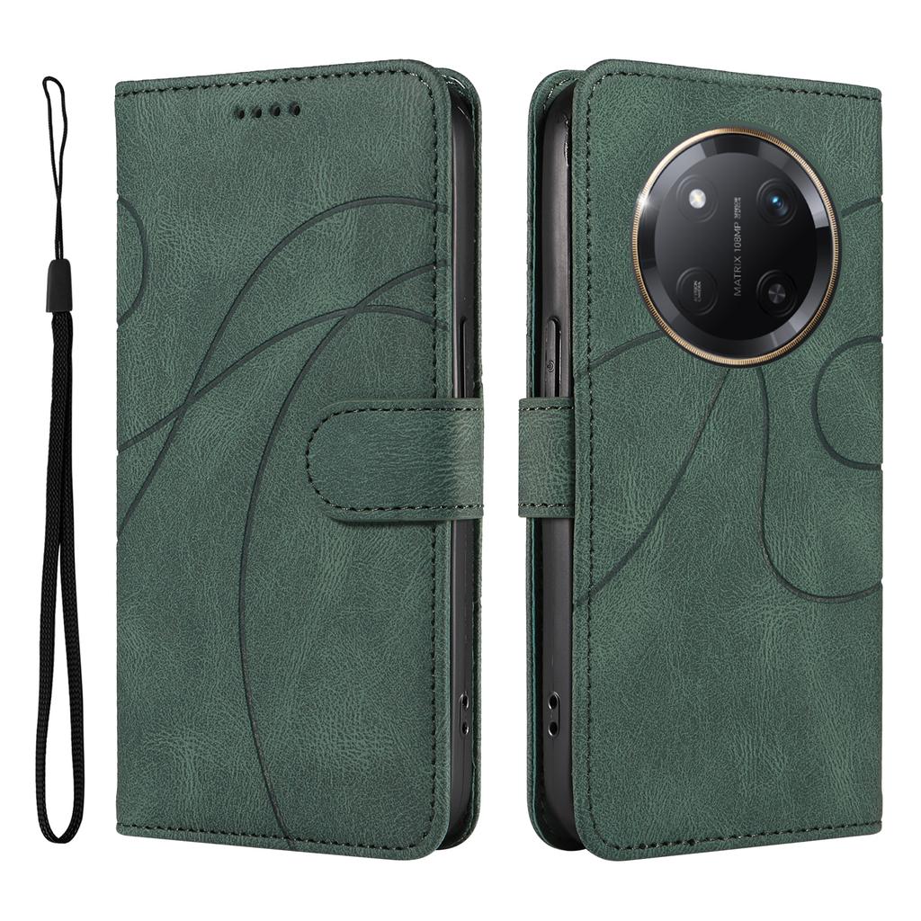 For Honor X60 Pro 5G/Honor X9c 5G Wallet Case Leather Phone Cover Stand with Curved Line Design