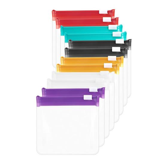 Earring Storage Pouches Clear Slide Lock Bags Thick EVA Reusable with Colored Slider Frosting Surface