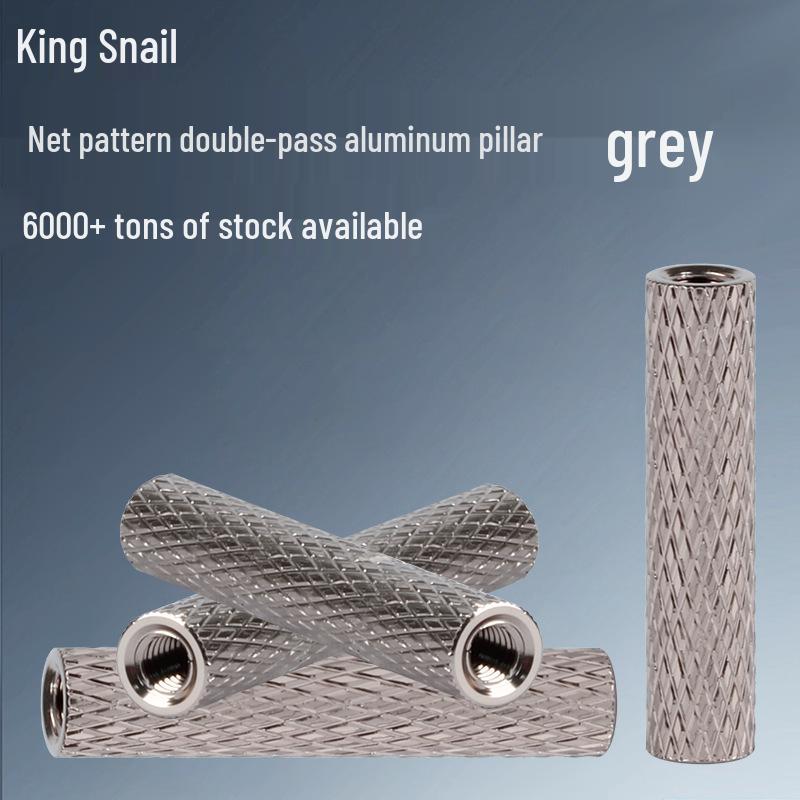 

M3 Knurled Titanium Gray Aluminum Non-slip Stud Double Hole Connector Pillar M3*6 Titanium Gray