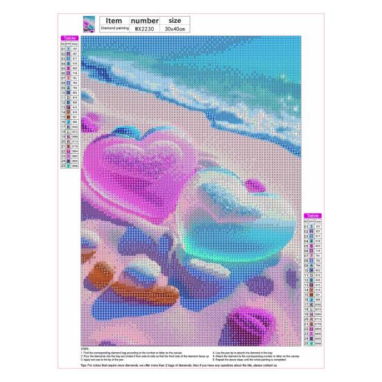 Diamant Painting Strand Motiv - 30x40cm Set Mit Diamanten, Leinwand Und Werkzeug Für Erwachsene, Wanddekoration