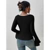 New Solid Color Long-sleeved Pullover Knitted Slim Fashionable and Sexy Low-necked Women's Clothing