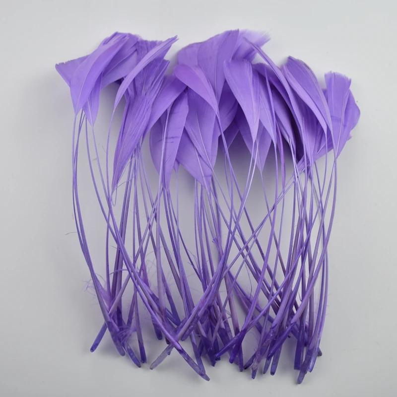 

100 шт./лот Разноцветные гусиные перья Декор Искусственные украшения Черные гусиные перья Вечеринка Ювелирные изделия Аксессуары для рукоделия Плюмаж светло-фиолетовый