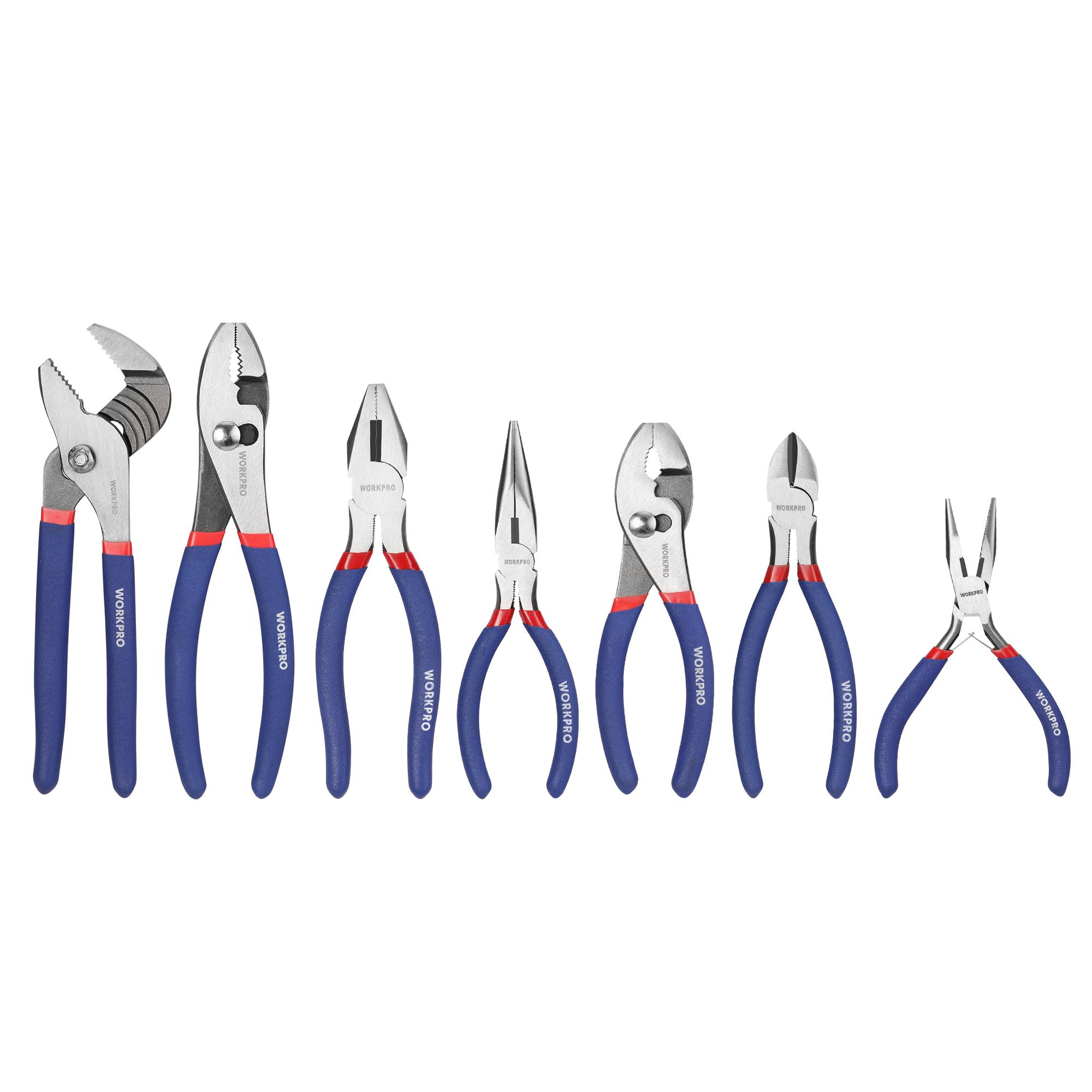 WORKPRO 7-piece Pliers Set with Groove Joint, Long Nose, Slip Joint, Linesman and Diagonal Pliers for DIY 7pcs