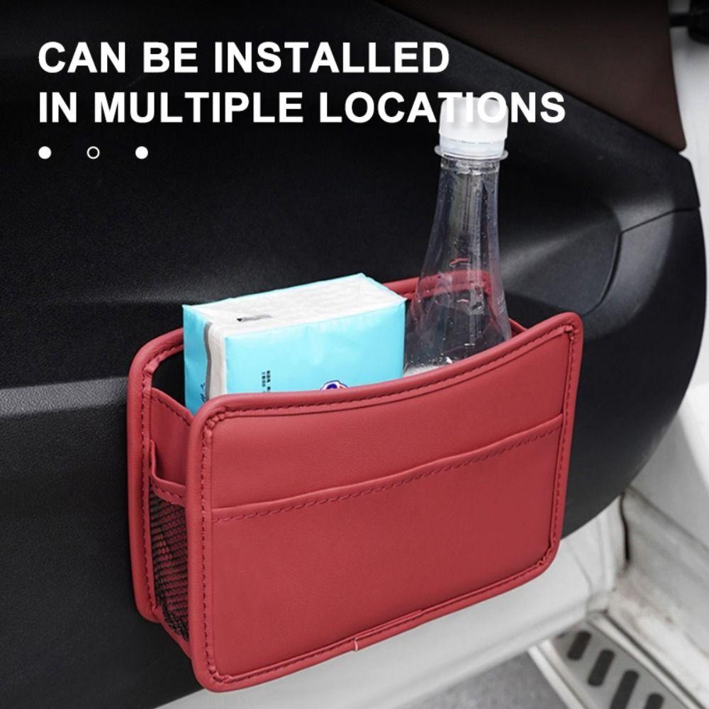 

Interior Hanging Storage Bag Pu Leather Phone Pocket Pouch Durable Car Door Storage Bag Waste красный