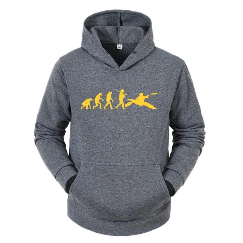 Ewolucja Kajakarstwa Ludzkiego Bluza z Kapturem Nowa Moda Najwyższa Jakość z Kapturem Casualowa Odzież Unisex Ewolucja Projektu Kajaka Bluzy