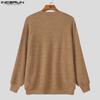 INCERUN Men V Neck Long Sleeve Texture Knitted Casual Pullover Tops