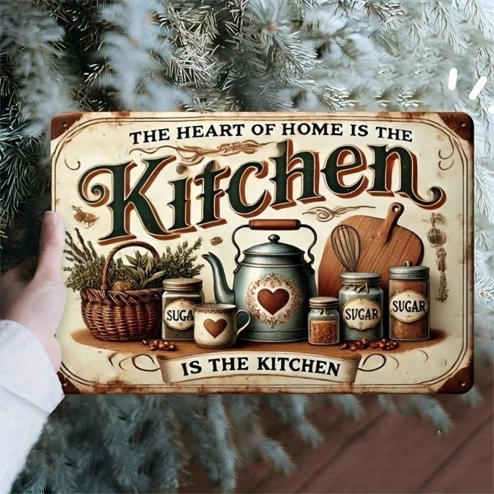 Retro Vintage Metal Wall Sign, Country Tin Poster for Kitchen Decor
