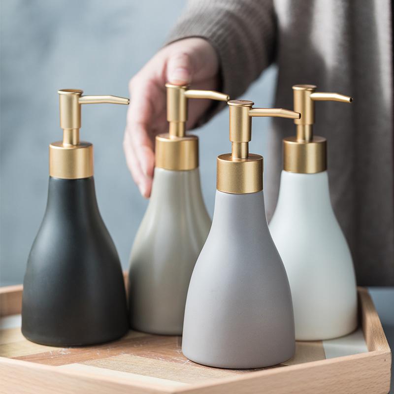 Ceramic Bathroom Liquid Soap Dispenser Bottle Shampoo Shower Gel and Lotion Storage Bottles Home Hotel Disinfectant Bottle