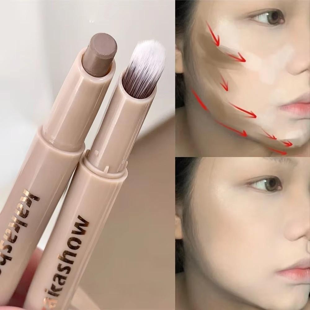 Long Lasting 3D Contouring Pen Matte Finish Waterproof Facial Contour Stick With Brush Cream-Textured Nose Shadow Contour Pen