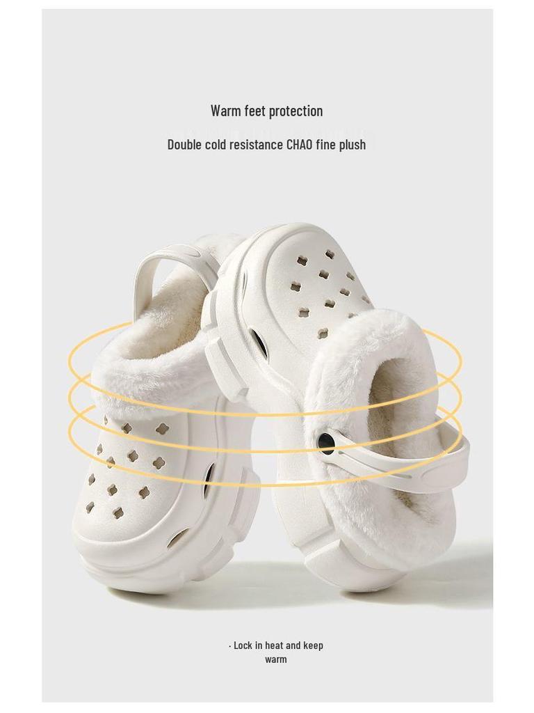 Women's Fleece-Lined Clogs: New 2023 Style, Removable Liner, Thick Sole, Height-Boosting, Office & Outdoor Winter Slippers.