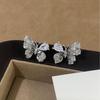 gradient black crystal zirconia butterfly earrings