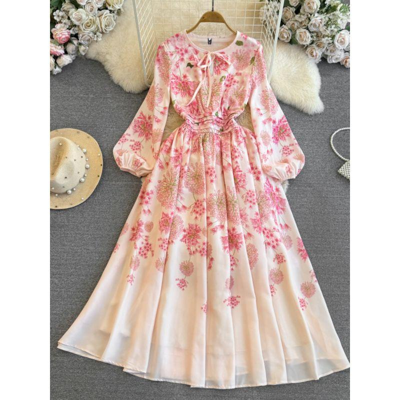 Accessible Luxury Waist-Tight A- line Printed Elegance Dress Dress