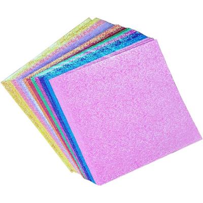 Glitter Origami 50 Aurora Foil Origami Colorful Paper Glitter for Making Paper Craft 10 Colors X Paper, Sheets, Colors, Paper, Single-Sided Origami,