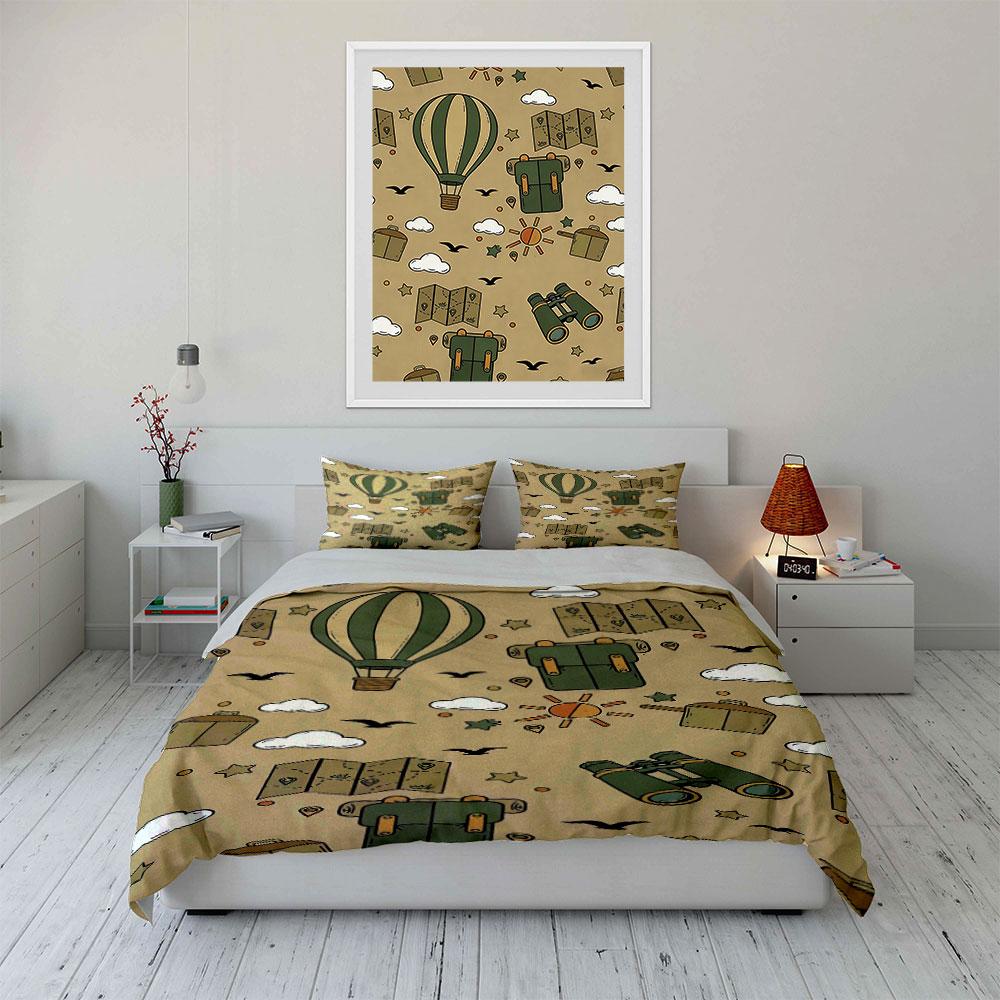 Green Hot Air Balloons. Bedding Sets Duvet Cover Sets Duvet Covers Pillowcases(1 * Duvet Cover 2 * Pillowcases Without Duvet Insert)