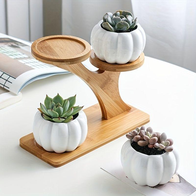 Wooden Material Flowerpot Bracket Desk Pendulums, Succulent Potted Plant Base, Room Desk Crafts