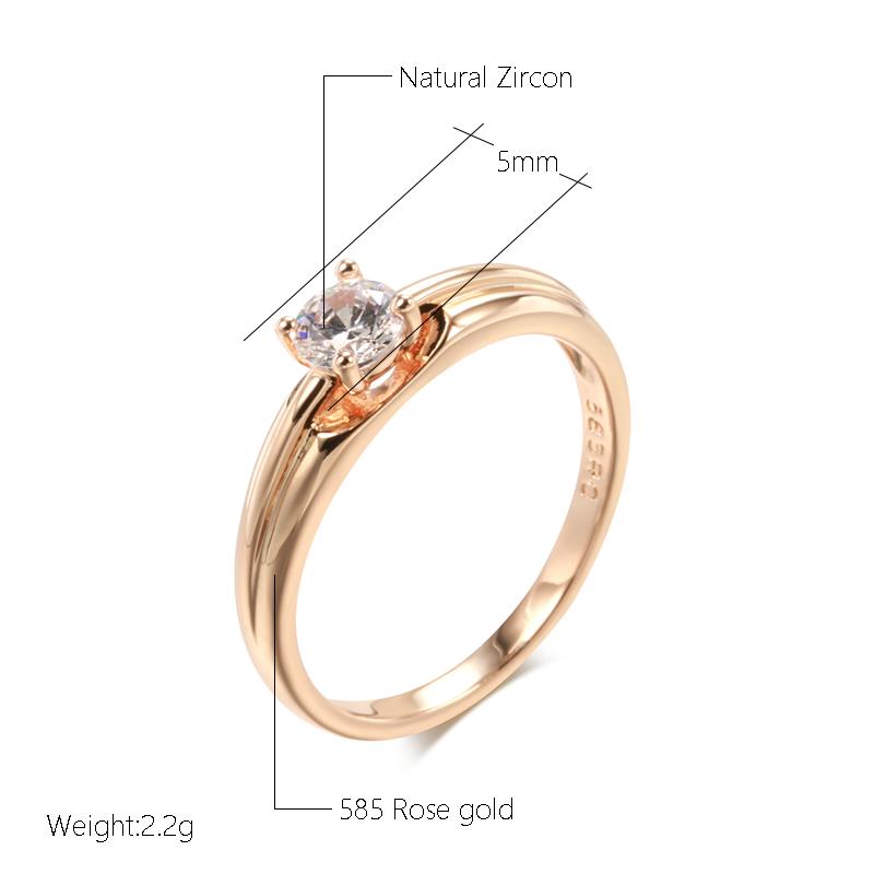 Klassische Braut Eheringe Roségold Farbe Weiß Natürlicher Zirkon Schlichter Koreanischer Ring für Damen Täglicher Feinschmuck