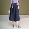 Autumn Silk Scarf Bow A-Line Pleated Skirt for Women