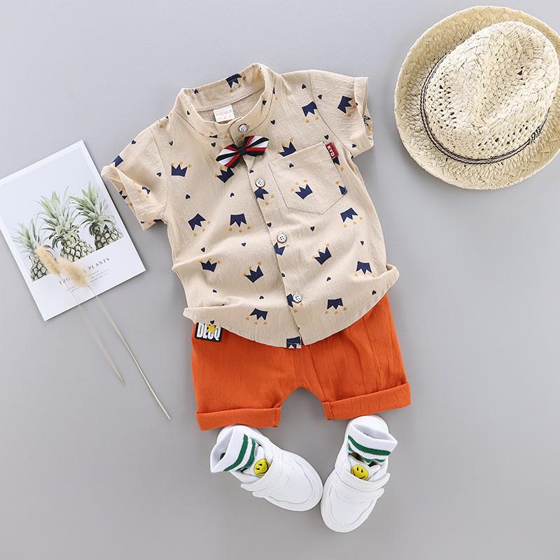 Trendy Summer Two-Piece Infant Boys' Short-Sleeve Outfit