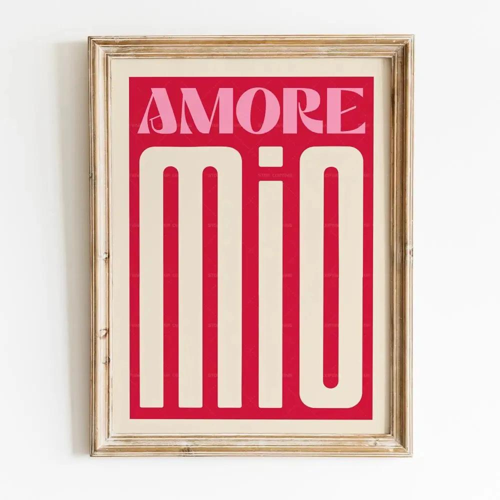 Modern Colorful Print Amore Mio Poster Wall Art Love Canvas Painting For Living Room Home Decor Valentine’s Day Gift Idea