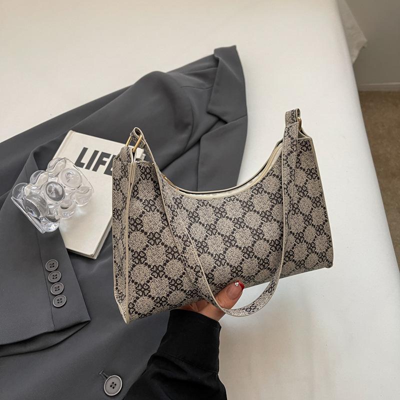 New Summer Retro Commuting Fashion Texture Casual Print Temperament Simple Single-shoulder Armpit Small Square Women's Bag