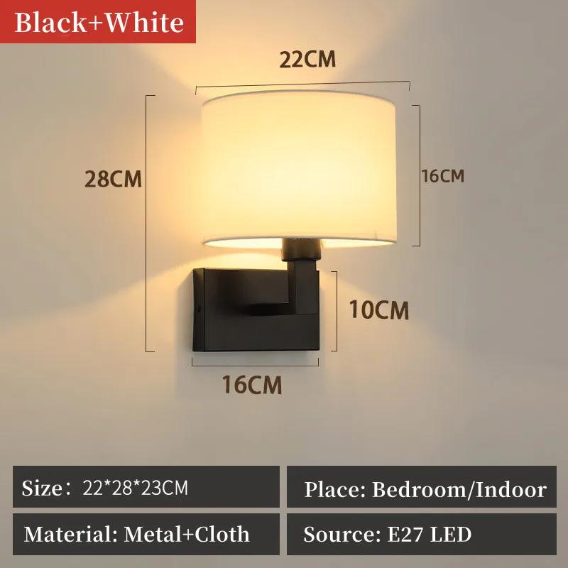 LED Wall Lamp Round Fabric Lampshade with 3W 360° Rotation Spotlight Reading Light  Modern Wall Sconce for Bedroom Bedside Hotel