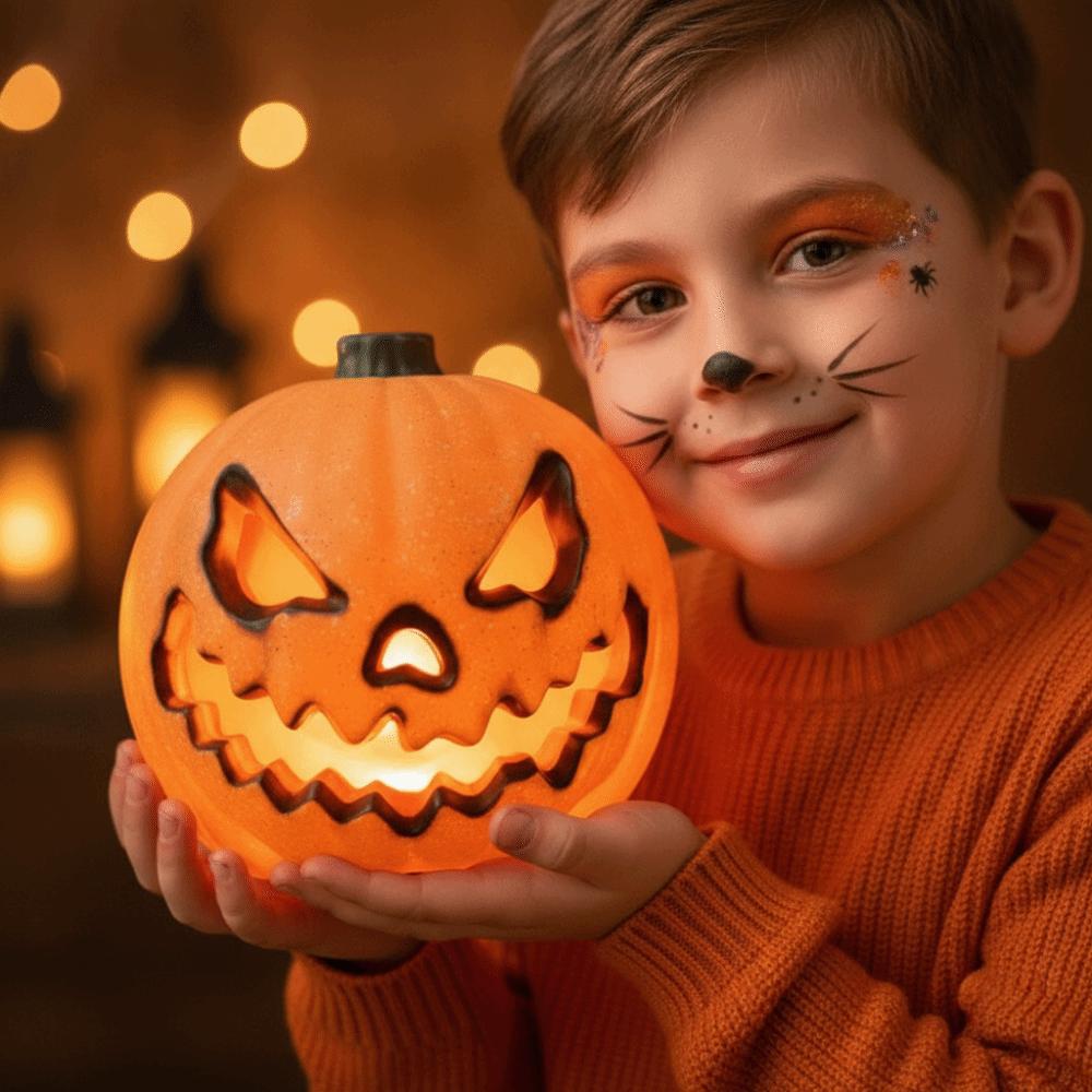 Warm Glowing Pumpkin Lantern Battery Powered LED Pumpkin Halloween Lamp Party Goers