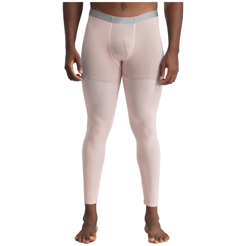 Mens Silky Yoga Fitness Leggings Elastic Waistband Bulge Pouch Seamless Tights Pants