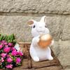2PCS Cute Easter Rabbit Egg Statue Resin Crafts Bunny Ornaments  Home Decoration