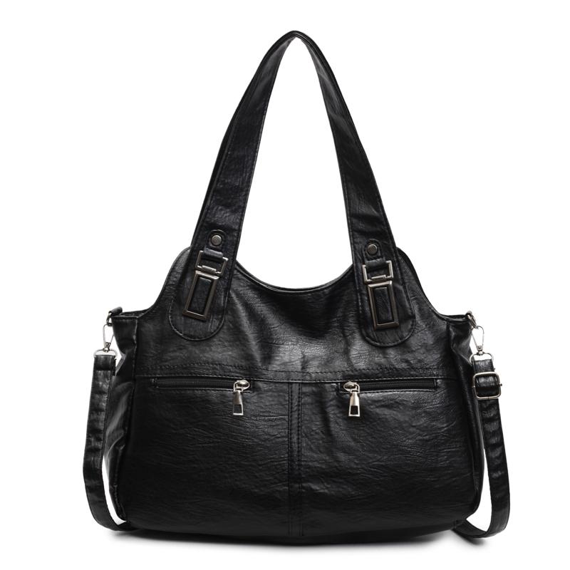 Women's Soft Leather Shoulder Bag Luxury Designer Handbag Ladies Solid Color Casual Large Tote Bag Messenger Commuter Sac A Main
