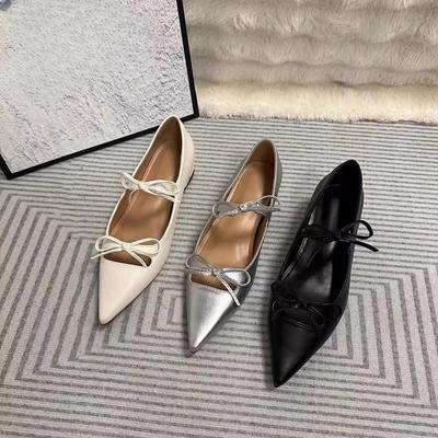 Fashion Butterfly-knot Women Mary Jane Shoes Fashion Pointed Toe Internal Elevation Shoes Spring Autumn Ladies Elegant Dress Pumps