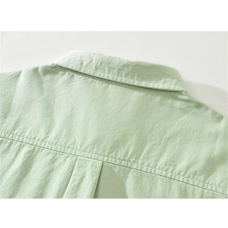 Camicia da Uomo a Manica Lunga Regular Colore Uniforme Camicia per Giovani Lavoro Autunno Abbigliamento da Uomo Camicie Casual Larghe
