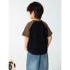 Summer Boys' Color-Blocked Short-Sleeve T-Shirt, Medium and Large Children's Clothing for Boys and Young Adults, Letter Print Half-Sleeve Base Shirt