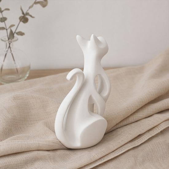 3D Printed Hollow Cat Figurine Modern Abstract Sitting Kitten Statue Artistic Animal Sculpture