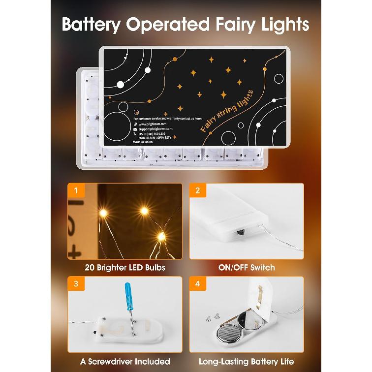 Minetom 6 Pack Battery Operated LED Fairy Lights for Christmas Decor