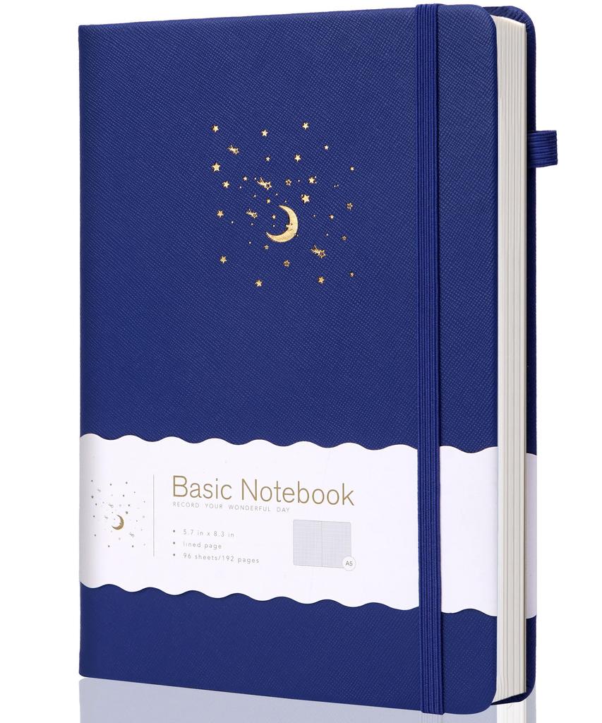 CAGIE 5mm A5 Classic Business X with Pen Navy Notebook, Grid, Notebook, Hardcover, Notebook, Journal, Notebook, 14.5cm 21cm, Holder,