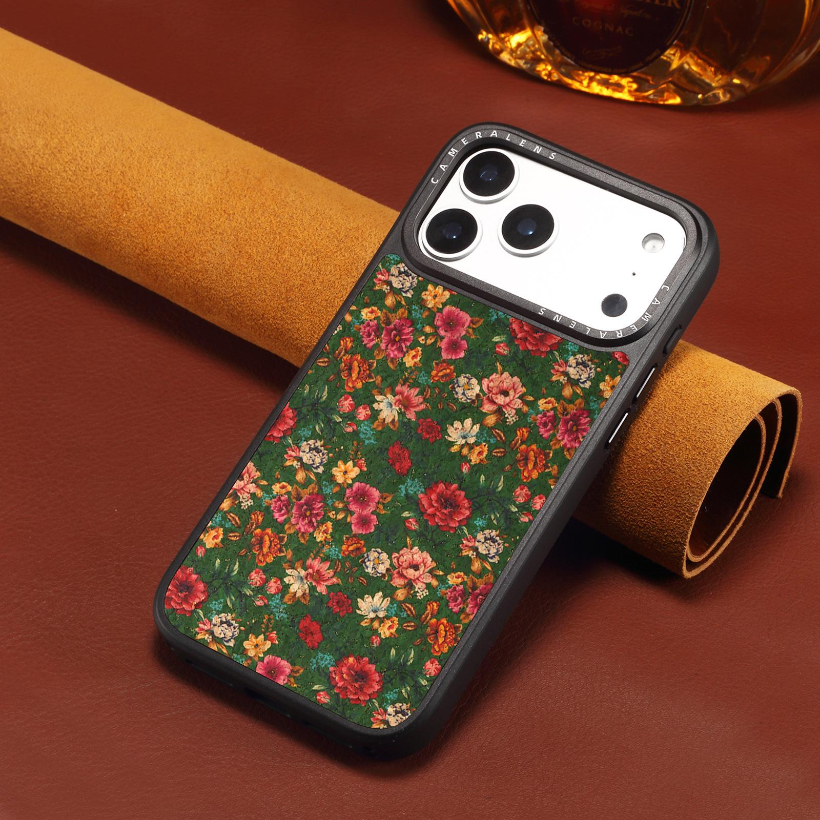

Чехол-аккумулятор Denior Floral для iPhone 17 Pro Max с магнитной зарядкой, защитой от падений и линз 15 Pro Max зелёный