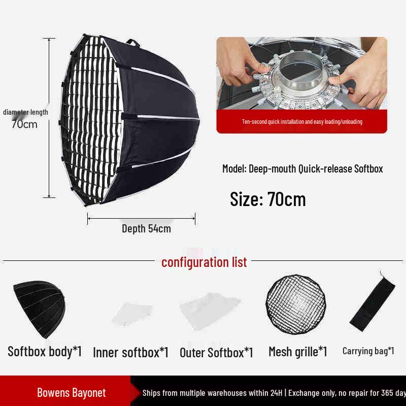 Bei Yang Quick Release 90 Deep Parabolic Softbox with Egg Crate