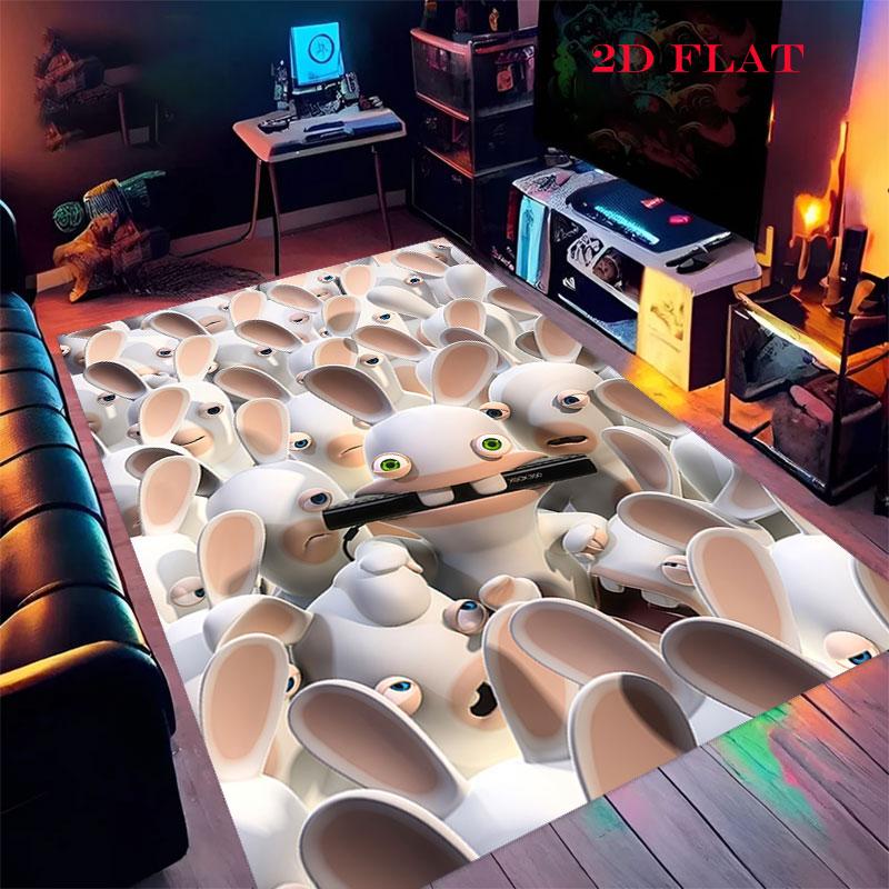 Rabbids Invasion Smile Carpet Rug for Living Room Bedroom Home Sofa Decoration,Kids Play Nonslip Floor Mat
