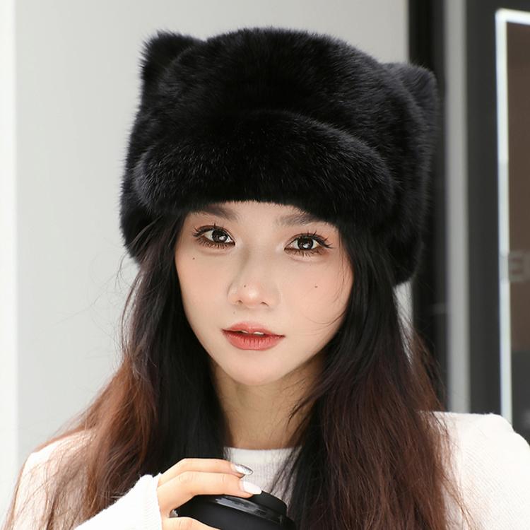 New Rabbit Fur Cat Ear Hat Men's and Women's Autumn and Winter Fur Cap Fashionable Versatile Warm Couple