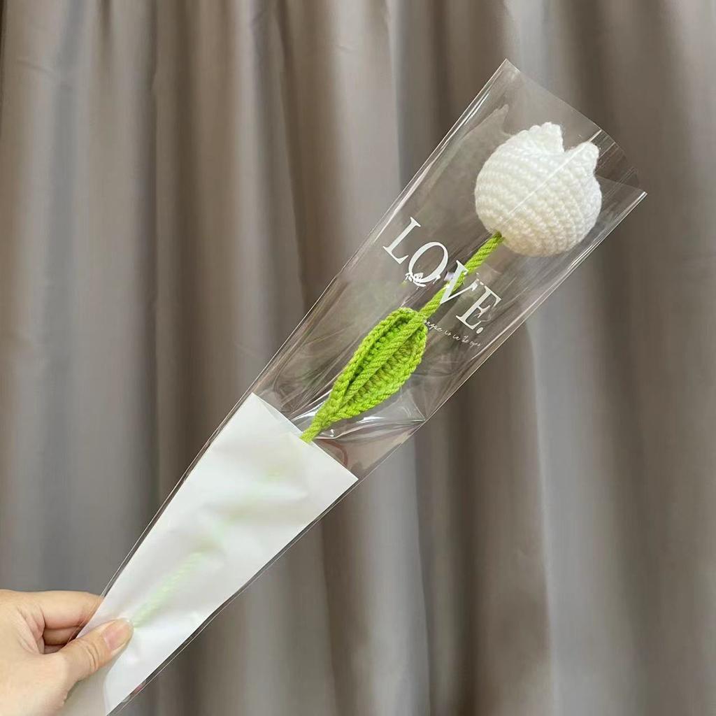 Crochet Tulip Flower Handwoven Flowers Table Decorative Ornaments Supplies for Bedroom Bathroom Room Decoration