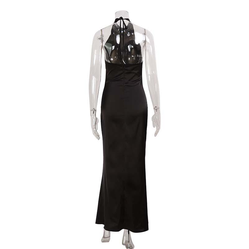 European and American style new women's clothing fashion texture slim temperament neck waist hip long dress dress