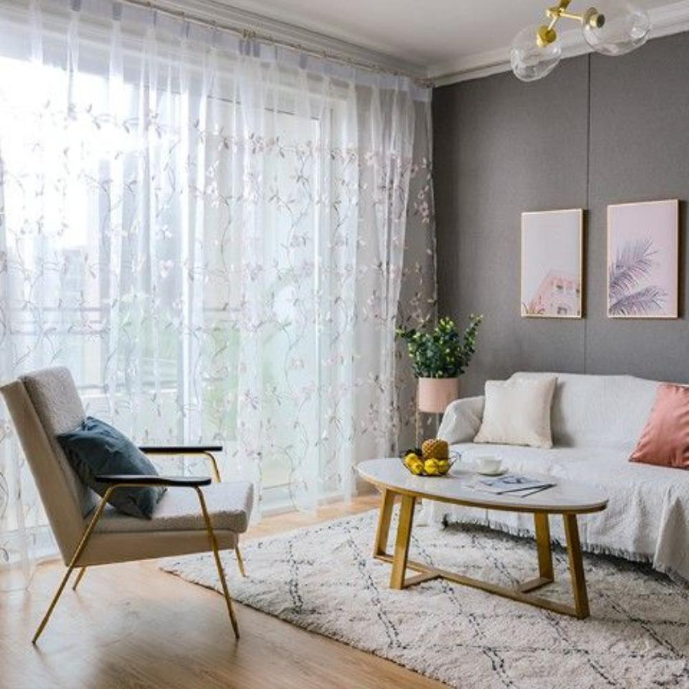 

Свежие вышитые прозрачные шторы в деревенском стиле для гостиной, балкона, цветочные кружевные шторы на окна, новые 300*270CM розовый