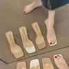 High heels slippers transparent crystal heels high heels square head lightweight high heels sandals women wear high heels cool slippers in summer