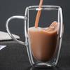 Egg-Shaped Double-Walled Borosilicate Glass Cup with Handle - Insulated for Coffee or Milk.