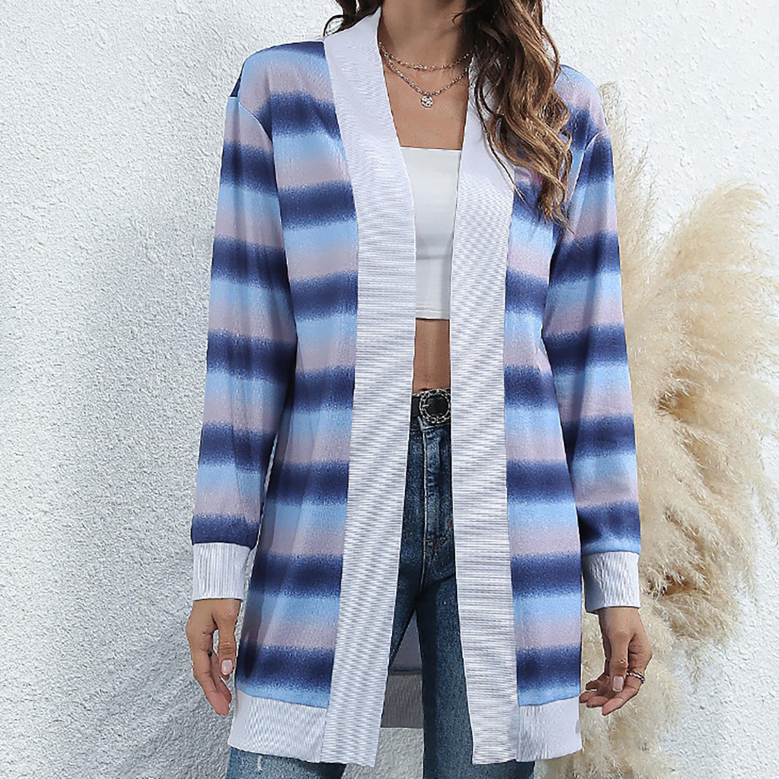 

Женский модный и зимний вязаный кардиган с длинным рукавом и принтом S синий