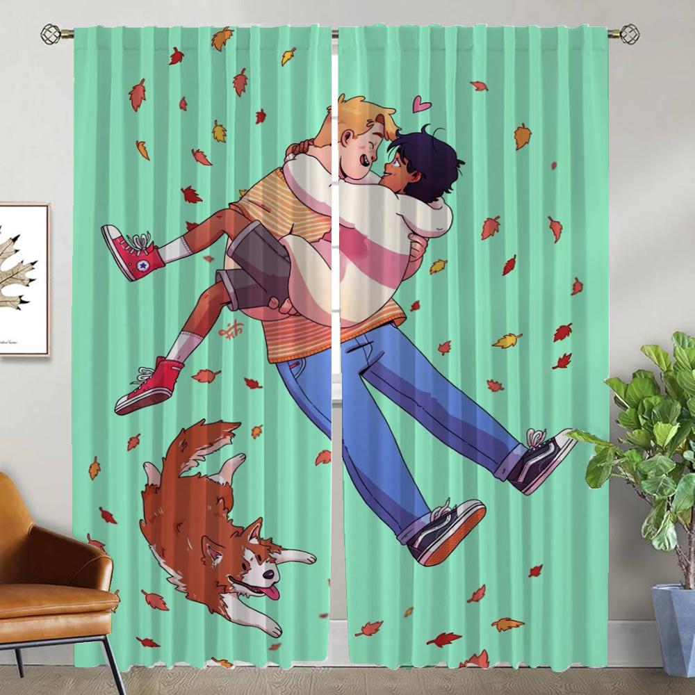 Heartstopper Curtains Child Room Window Curtain for Room 2 Panel Tulle for Bedroom Home Interior Curtains Halloween Decoration